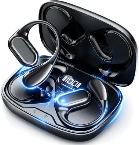 Image of Wireless Earbuds Sports, Open ear Headphones Bluetooth 5.4, with 4 ENC Noise Cancelling HD Mic Earphones, for iPhone/Android, IP7 Waterproof, 40H Playtime, LED Display for Workouts Running Fitness