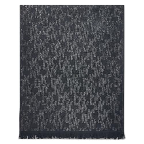 DKNY womens Metallic Logo Pashmina Scarf With Eyelash Fringe2