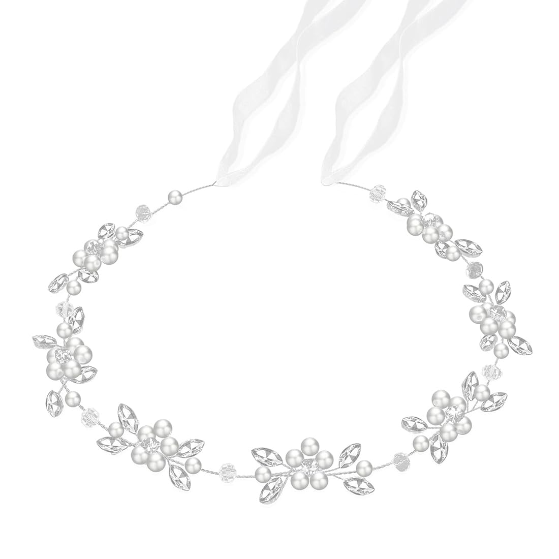 ZORVUJI Blumenkranz für Mädchen, Haarschmuck für Kommunion und Taufe, Haarschmuck für Erstkommunion und Mädchen (Silber)