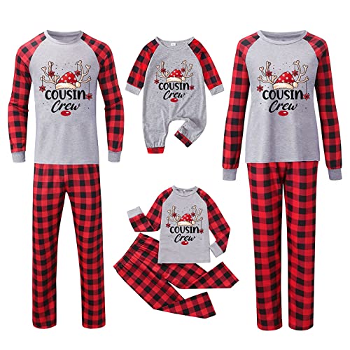 Christmas Pajamas for Family, Cousin Crew Buffalo Plaid Long Sleeve Family Christmas Pjs Matching Sets Xmas Sleepwear
