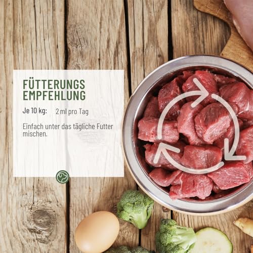 TESTURTEIL SEHR GUT 05/24 ReaVET Profi Futteröl 500ml Hunde, 1.Kaltpressung - Barföl, Futteröl kaltgepresst Hund, hochwertige & perfekte Mischung, Barf Zusatz für Hunde I natürlich & artgerecht