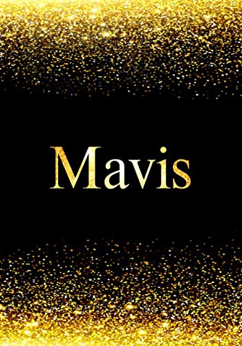 Mavis Notebook: Printed Glitter Black and Gold , Notebook Journal, 110 pages, 7x10 inch, Christmas gift , birthday gift idea