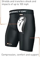 Vista 3 de Shock Doctor Pantalones cortos de compresión con copa protectora Bio-Flex, protección ventilada que absorbe la humedad, tamaño juvenil