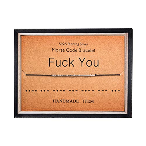 Fuck You Bracelet Morse Code Jewelry Gift for Her 925 Sterling Silver Bead on Silk Cord Bracelet Inspirational Jewelry for Women