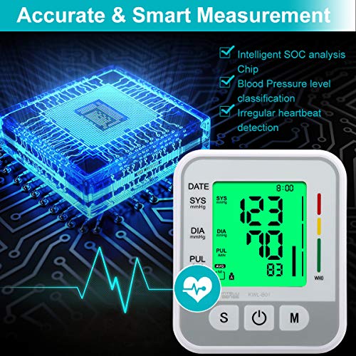 Atrilly Blood Pressure Monitor, Automatic Digital Bp Monitor Upper Arm with Cuff 22-32cm, Large Screen, 2x99 Memory, Blood Pressure Machine Pulse Rate Monitor for 2 User Home Personal Use