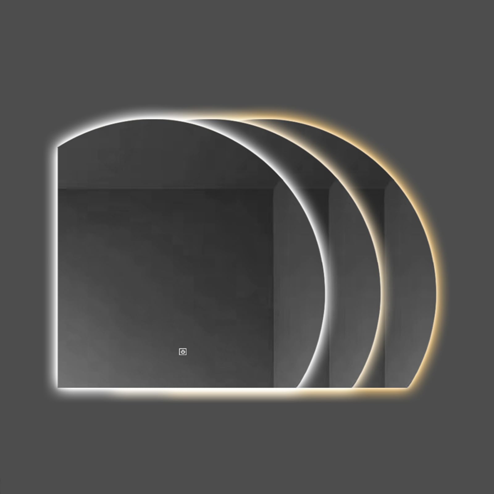 Miroir de salle de bain LED Smart Touch - Fixation murale - Trois couleurs - Design irrégulier - 50 cm - Parfait pour la maison et le spa - Miroir Vani de haute qualité