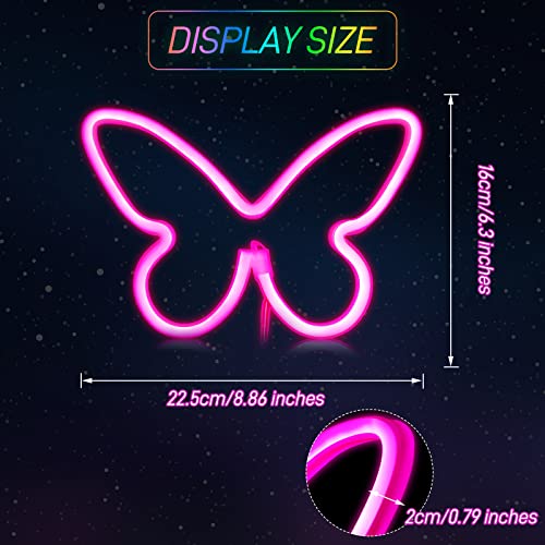 Image of Riakrum 2 Pcs Butterfly Neon Signs LED Lights Decor,Pink