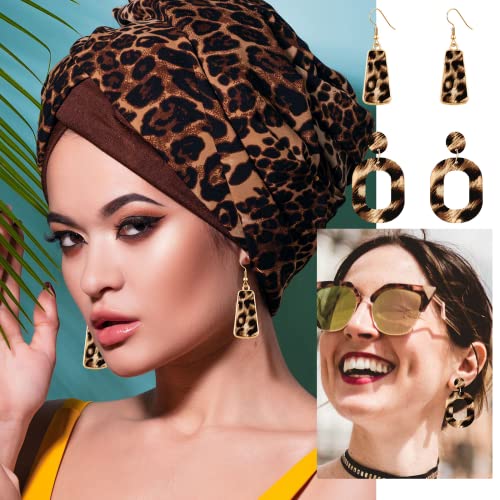Sotiff 5 Pcs Leopard Accessories for Women Purse Jewelry Set Necklaces Clutch Earring Wrap Bracelets Long Tassel Pendant4