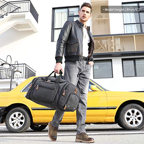 Gonex Travel Duffle Bag with Shoe Compartment 60L Canvas Duffel Overnight Weekend Bag(Dark Gray)