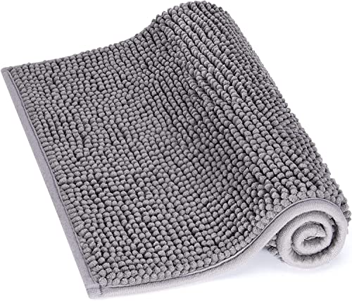 Lifewit Tapis de Bain Absorbant Antidérapant 61 x 43 cm Extra Epais Tapis de Douche pour Salle de Bain Gris