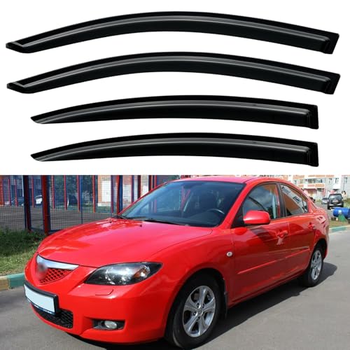 Image of Window Visors Rain Guards Shield for 2004-2009 Mazda 3 Sedan, Out-Channel Window Vent Wind Deflectors Visors Shades for 04-09 Mazda 3 (Not for Mazda 3 Hatchback)