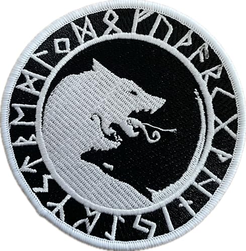 Fenris im Runenkreis Aufnäher, gestickter Heidentum Patch zum annähen | bestickt Wikinger, Allvater Wotan, Fenrir-Wolf, Geschenk Vikings-Fan, Wolf Fenris im Runenkreis Aufnäher, gestickter Heidentum Patch zum annähen | bestickt Wikinger, Allvater Wotan, Fenrir-Wolf, Geschenk Vikings-Fan, Wolf
