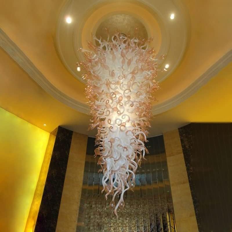 ZonstoreLagre Size Modern Art Deco Chandelier, Hand Blown Glass Pendant Light Fixture for Staircase/Lobby/Hotel/Living Room (Customizable Size& Color) LR354-4