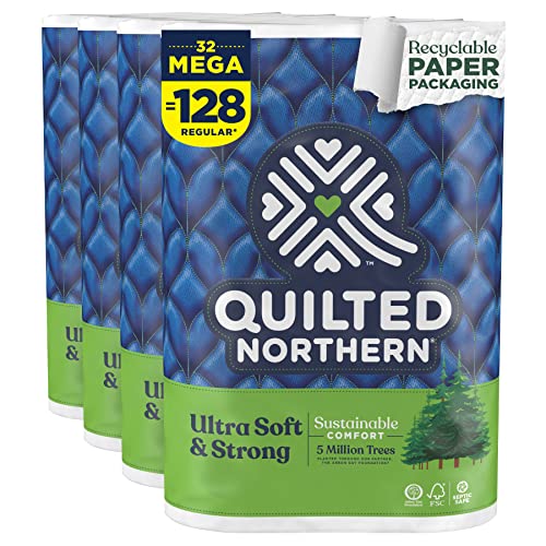 Quilted Northern Ultra Soft & Strong Toilet Paper with Paper Packaging, 32 Mega Rolls = 128 Regular Rolls Quilted Northern Ultra Soft & Strong Toilet Paper with Paper Packaging, 32 Mega Rolls = 128 Regular Rolls