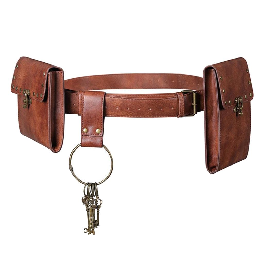 Punk Fanny Packs Multi-Purpose Hip Belt Waist Wallet Coin Purse Bags Brown-image-47