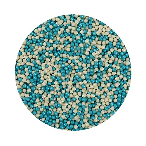 BrandNewCake® Perlas Crujientes de Chocolate - Azul/Blanco 190g - Decoración y Adornos para Tartas