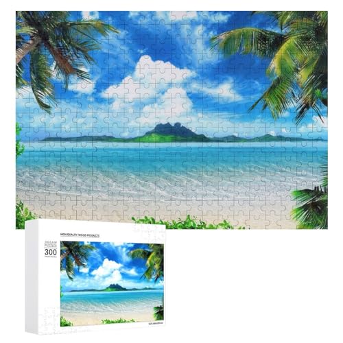 ビーチ ヤシの木 青い海 木製ジグソーパズル DIY ジグソーパズル 知育玩具 子供/大人向け 親子ゲーム 贈り物 壁飾り 300 PCS