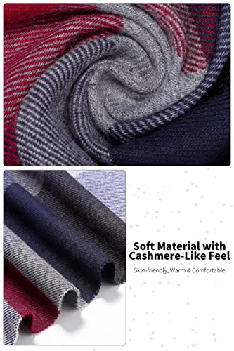 Apoway 3 Pieces Winter Scarf Warm Plaid Large Scarf Lattice Long Shawls and Wraps for Women and Men4