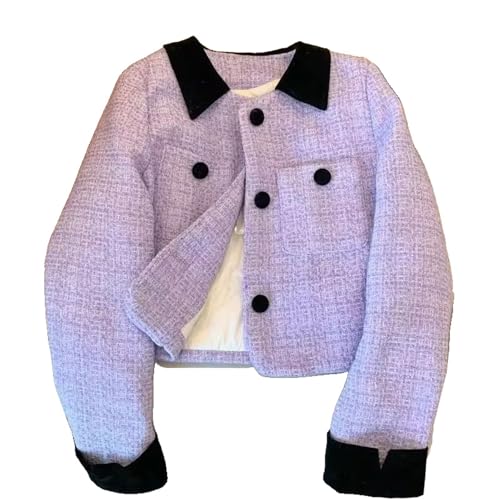 Veste en tweed femme de style vintage avec manches longues soignées