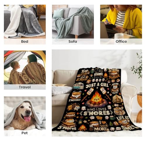Just a Girl Who Loves S'mores Blanket,Marshmallow Blanket,Camping Blankets - image 7