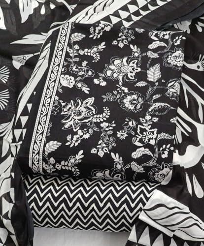 Image of DRAVINAM Trends Women's Premium Cambric Cotton Jaipuri Printed Unstitched Salwar Suit Dress Material with Mulmul Cotton Dupatta