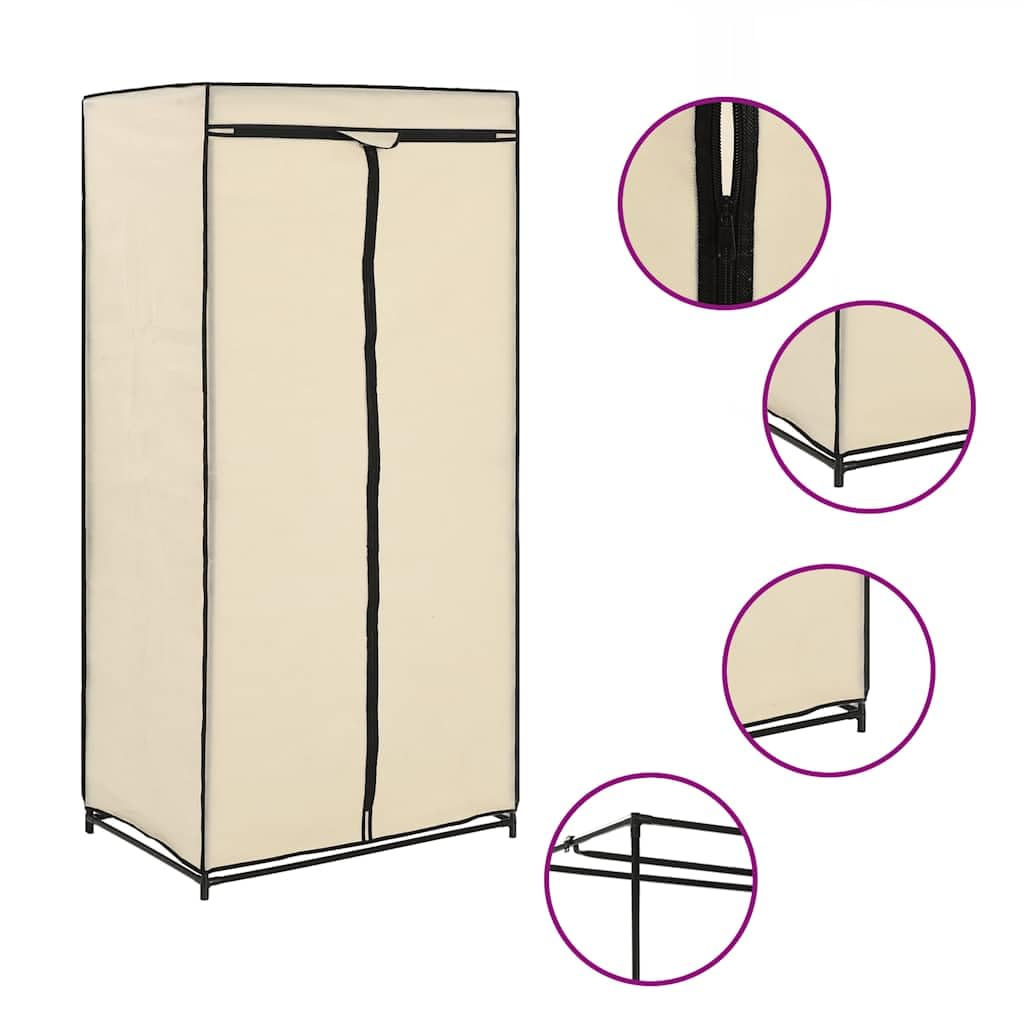Garde-Robe Crème 75x50x160 cm Meuble de Rangement, Armoire Penderie pour Salon, Chambre, Dressing, Bureau