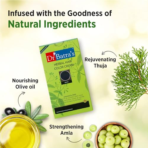 Image of Dr Batra's Herbal Hair Colour Black 130g (Pack Of 2) | Ammonia-Free Grey Coverage | With Henna, Amla & Thuja | Long-Lasting Natural Shine | For Men & Women