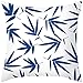 Lieson Funda de almohada decorativa, 1 funda de almohada vintage de 16 x 16 cm, 40 x 40 cm, hojas de cojín para exteriores, color azul, blanco, poliéster