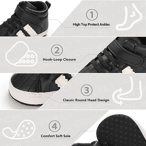 Image of CENCIRILY Baby Boys Girls High Top Sneakers Soft Soles Anti Skid Infant Ankle Shoes Toddler Prewalker First Walking Crib Shoes