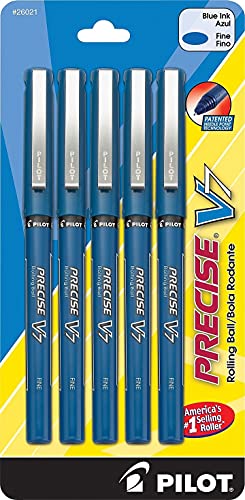 PILOT, Precise V7, Fine Point 0.7 mm, Blue Ink Pens, Pack of 5 - image 2