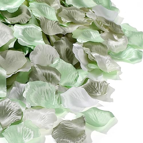 Tigeen 1200 Pcs Sage Green Artificial Rose Flower Petals