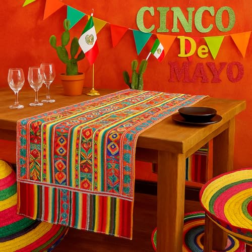 Mexican Serape Table Runner for Cinco De Mayo Day Fiesta