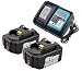 Produktbild J-Conel® 2x BL1850B Akku 18V 5,0Ah mit Ladegerät DC18RC Ersatzakkus für Makita BL1830 BL1840 BL1850, Makita DUC353Z DUC302Z DUH523Z, Makita Radio DMR102 DMR108