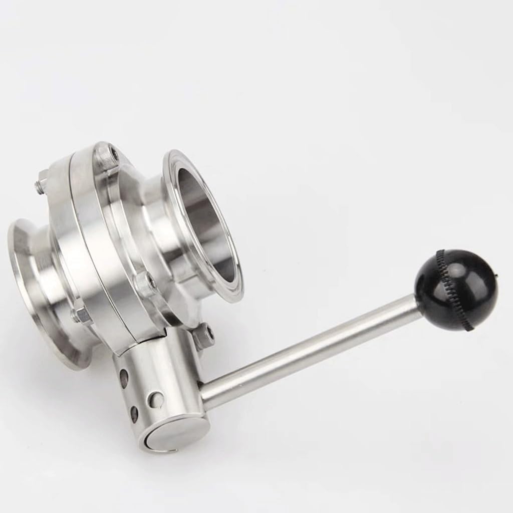 Vanne papillon en acier inoxydable 304 à trois colliers avec poignée de traction et joint EPDM de 2,5 à 1,3 cm 38 mm, pour brassage maison, produits laitiers, 1 pièce