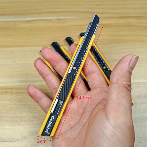 Image of Gebildet 5pcs Right and Left Hand Self-Lock Cutter /9mm Snap Off Blades /60 Blade /Utility Knife /Graphic Knife (Yellow Holder)