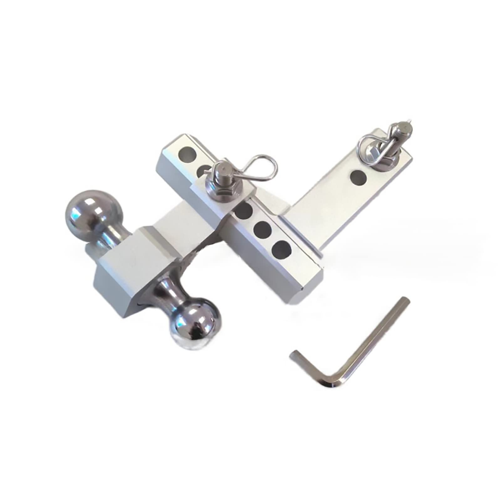 OFLILAK Adjustable Trailer Hitch, Fits 2.5-Inch Receiver Only, 8-Inch Drop/Rise Aluminum Drop Hitch ,18,500 LBS Tow Hitch for Heavy Duty Truck with Double Stainless Steel Locks (Silver)