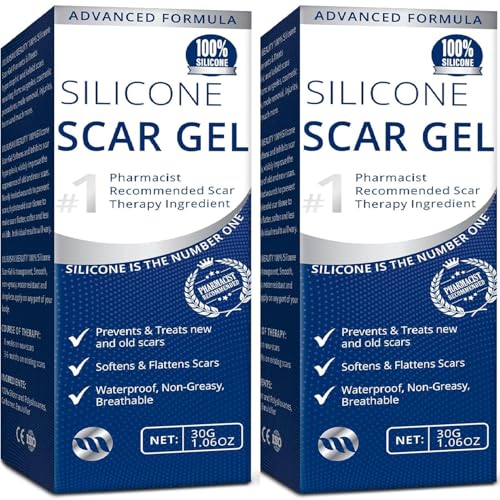 100% Silicone Scar Gel 2 Pack: 2 x 1.06oz Tubes for Surgical Scars, C-Section, Acne, Keloids, Burns, Stretch Marks – Advanced Scar Treatment for Old & New Scars