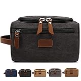 Men's Toiletry Bag Canvas Shaving Dopp Kit Travel Bathroom Bags Organizer (Black)