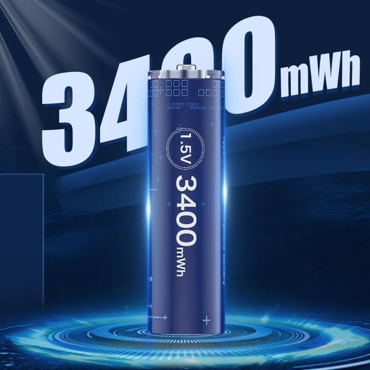 Deleepow Rechargeable AA Batteries USB 1.5V AA Lithium Rechargeable Batteries, 3400mWh 12 Pack of Lithium AA Battery with USB Cable 1500 Cycle - Image 5