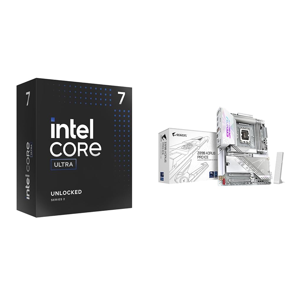 Intel Ultra 7 Desktop Processor 265K - 20 cores (8P+12E) & GIGABYTE Z890 AORUS Master Intel Core Ultra (Series 2) LGA 1851 Motherboard,ATX,DDR5,5X M.2,PCIe 5.0,Thunderbolt 4,WIFI7,10GbE LAN,EZ-Latch