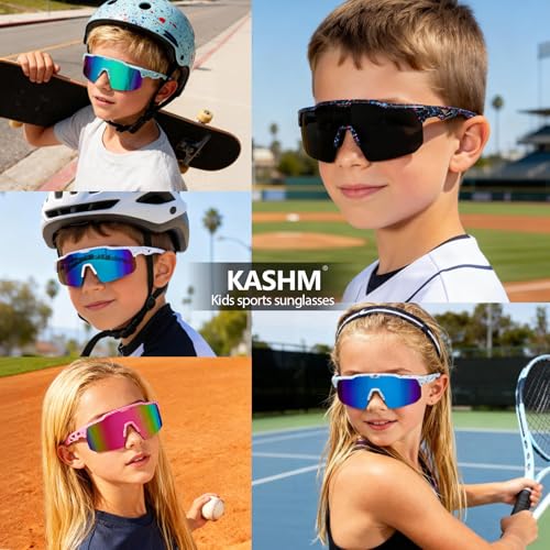 Image of Youth Baseball Sunglasses for Boys Girls Softball Cycling Sports Sunglasses Kids Lightweight UV Protection