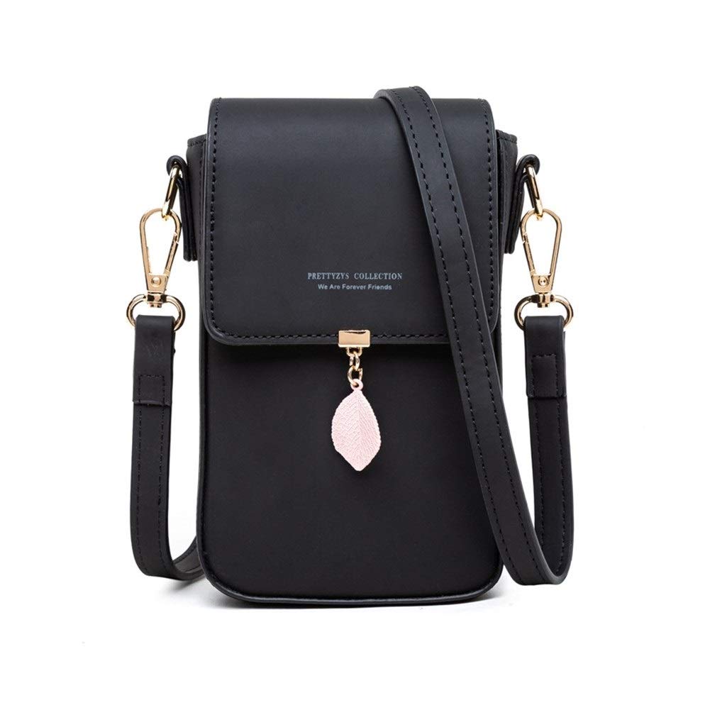GXF-BAELLERRYGXF-BAELLERRY Women's Solid Color Fashion Messenger Mobile Phone Bag Single Shoulder Multi-Function Card Bag (Color : Black, Size : One Size)