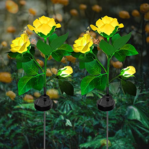 ZVO Lumières de Jardin Solaires pour Extérieur, 2 Piece Lampes Fleurs de Roses Solaires, 6 LED Éclairage de Jardin Décorative Etanche Solaire pour Jardin...