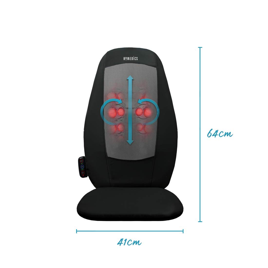 HoMedics Shiatsu Masseur Dos et Épaules - Chaise de Massage Réglable - Soulage les Rigidités / Tension - Relaxation Pleine Muscles du Haut + du Bas du Dos - Rouleau Vibration - Noir