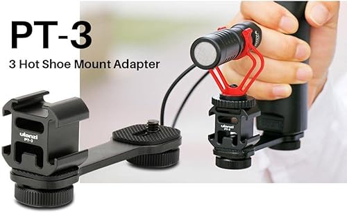 Miniatura 11 de ULANZI Adaptador de montaje de zapata fría triple PT-3 de aluminio para cardán (DJI Osmo Mobile 23, Zhiyun, Feiyutech), barra de extensión de
