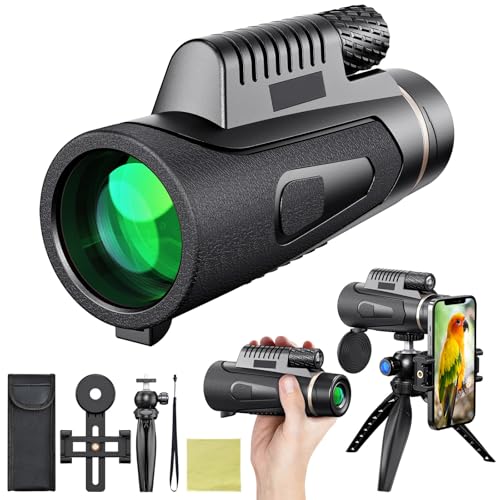 Prismáticos monoculares de 12 x 50 con ocular grande y alta ampliación para exteriores, adecuados para fotografía de smartphone con prisma BAK4 y lente FMC