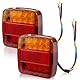 2 PCS LED Rückleuchten Anhänger, 12V Wasserdichte Anhängerbeleuchtung Rücklicht KFZ Heckleuchten mit ECE E-Geprüfte Blinker Zubehör für Traktor PKW LKW RV Caravan