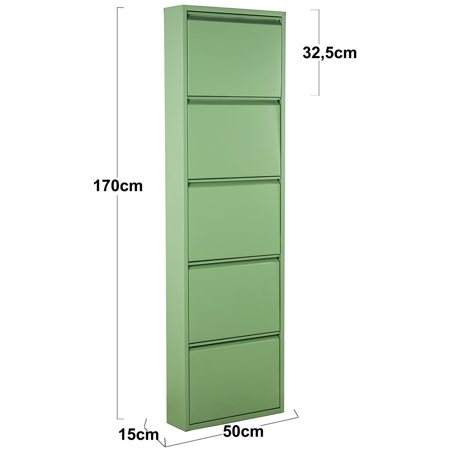 Desconocido Generico Meuble à Chaussures en métal avec 5 Portes Vert 50 x 14 x 168 cm