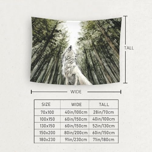 Poster mural loup 3D grand format en textile polyester de qualité