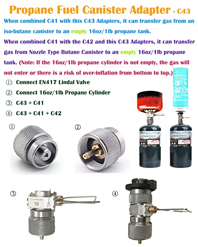 Coyavic Gas Refill Adapter, Butane Isobutane Propane Gas Fuel Refill, Two-Way En417 Lindal Valve Canister Shifter, Air Vent Function, Backpacking Camping Stove Adapter With Storage Bag #TOP3